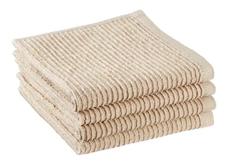 PADERNO All-Purpose Ribbed Cotton Terry Square Dish Cloths, Beige, 4-pk I0
