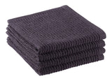 PADERNO All-Purpose Ribbed Cotton Terry Square Dish Cloths, Black, 4-pk
