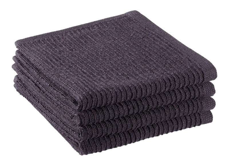 PADERNO All-Purpose Ribbed Cotton Terry Square Dish Cloths, Black, 4-pk B2
