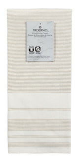 PADERNO All-Purpose Striped Cotton Kitchen Towels, Beige, 2-pk