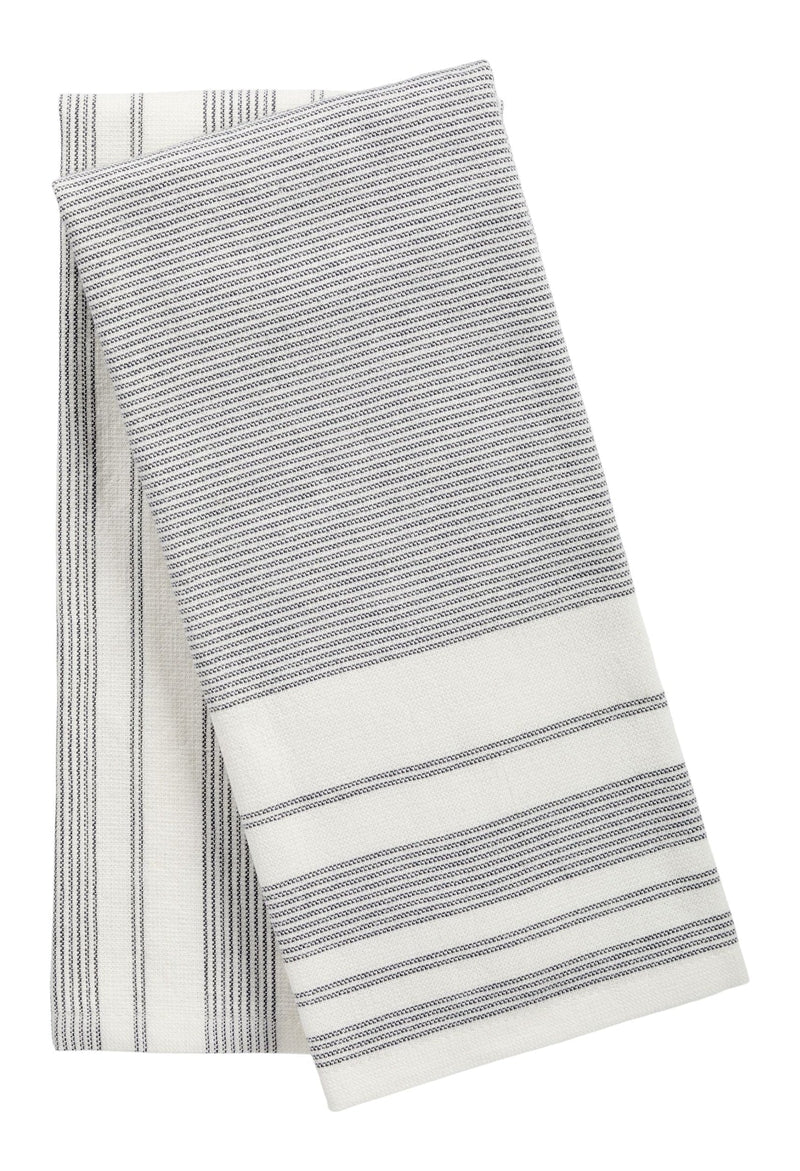 PADERNO All-Purpose Striped Cotton Terry Kitchen Towels, Grey, 2-pk V5