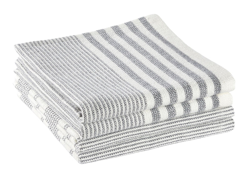 PADERNO All-Purpose Striped Cotton Terry Square Dish Cloths, Grey, 4-pk K2