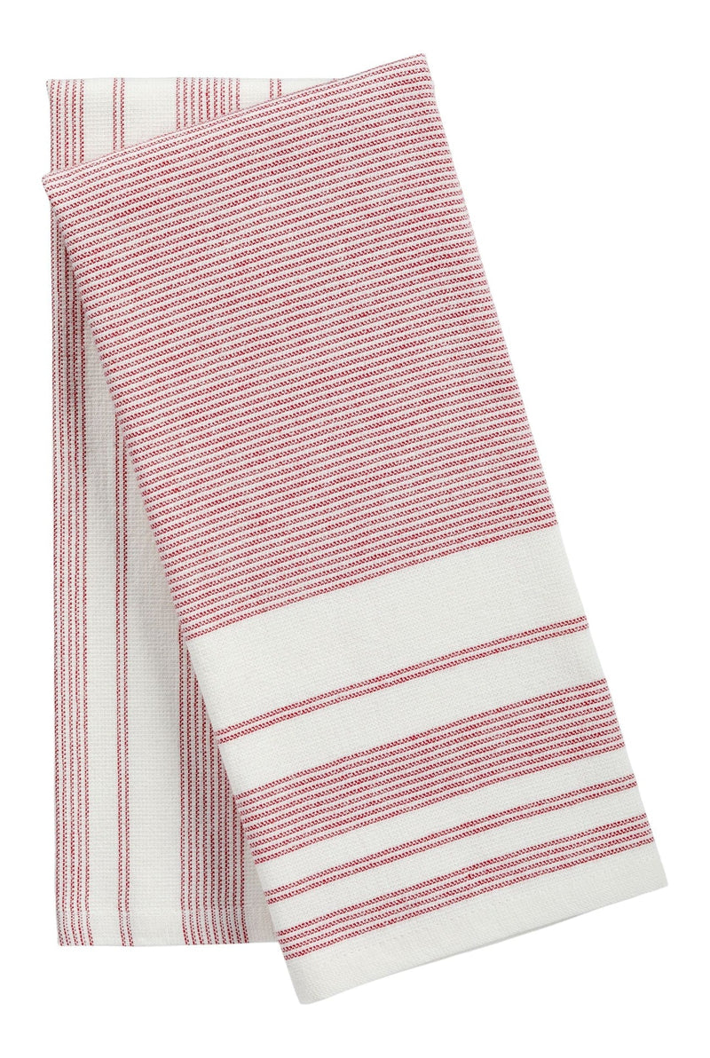 PADERNO All-Purpose Striped Flatweave Terry Kitchen Towels, Red, 2-pk G9