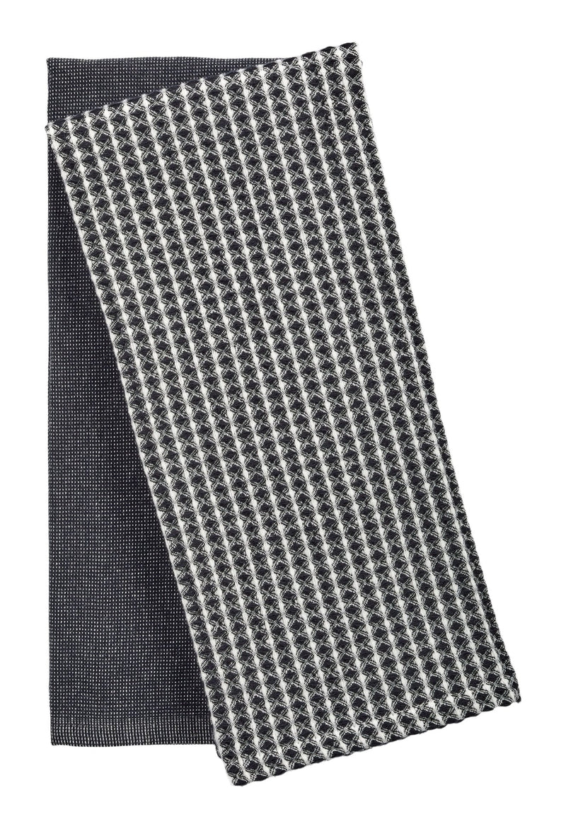 PADERNO All-Purpose Two-Tone Cotton Kitchen Towels, Black, 2-pk E4