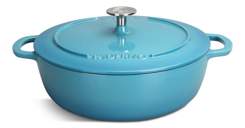 PADERNO Braiser, Durable Cast Iron, Oven Safe, Atlantic Blue, 5-qt J1