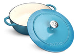PADERNO Braiser, Durable Cast Iron, Oven Safe, Atlantic Blue, 5-qt