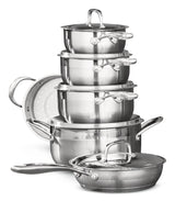 PADERNO Canadian Classic Stainless Steel Cookware Set, Dishwasher & Oven Safe, 11-pc
