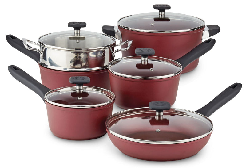 PADERNO Classic Cookware Set, Non-Stick, Maroon, 11-pc I7