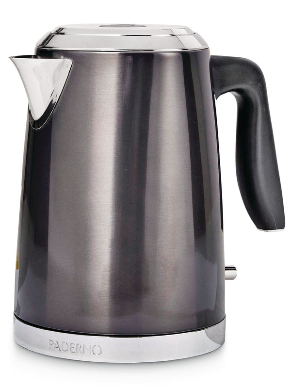 PADERNO Cordless Electric Kettle with Auto Shut Off, Black Stainless Steel, 1.7L Q9