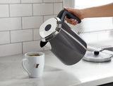 PADERNO Cordless Electric Kettle with Auto Shut Off, Black Stainless Steel, 1.7L