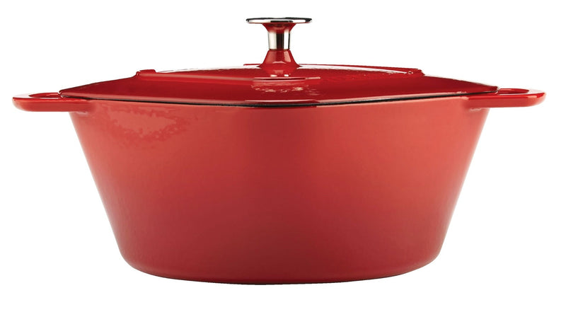 PADERNO Dutch Oven, Durable Cast Iron, Oven Safe, Red, 6.5qt E7