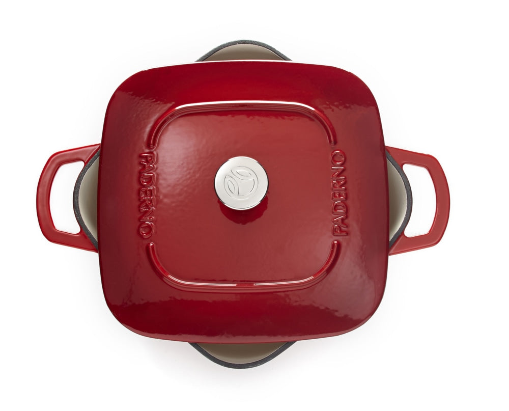 PADERNO Dutch Oven, Durable Cast Iron, Oven Safe, Red, 6.5qt