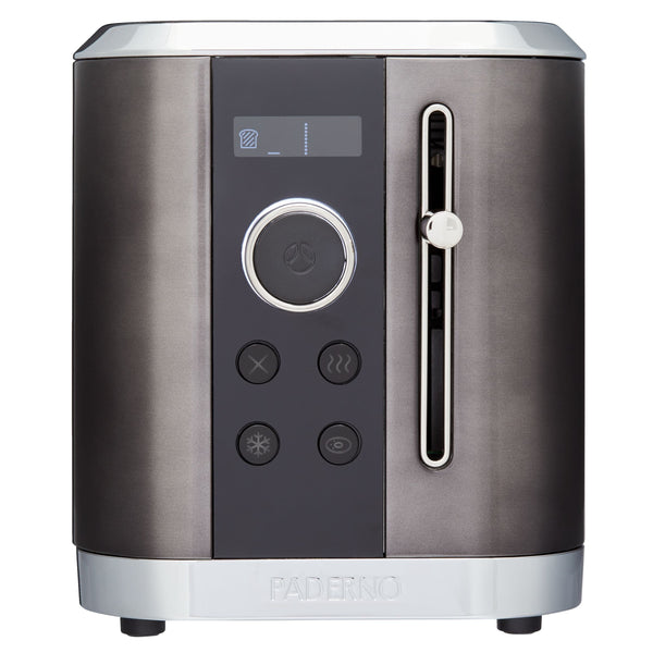PADERNO Even Heat Wide Slots Toaster with 9 Settings, Black Stainless Steel, 2-Slices P1