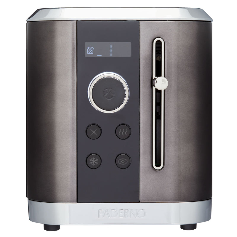 PADERNO Even Heat Wide Slots Toaster with 9 Settings, Black Stainless Steel, 2-Slices P1