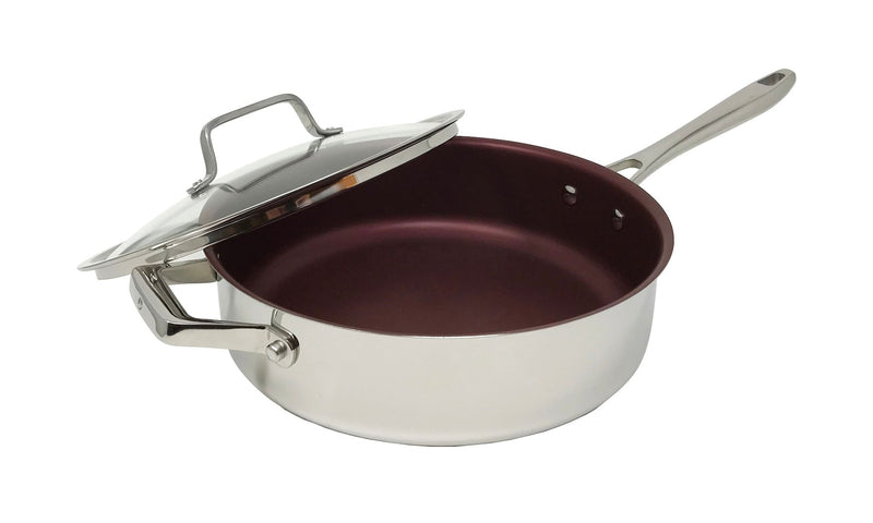 PADERNO Professional Non-Stick Clad Jumbo Cooker, Burgundy, 5-L V3