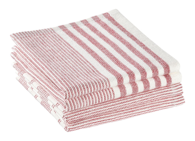PADERNO Striped Cotton Terry Square Dish Cloths, Red, 4-pk Z6