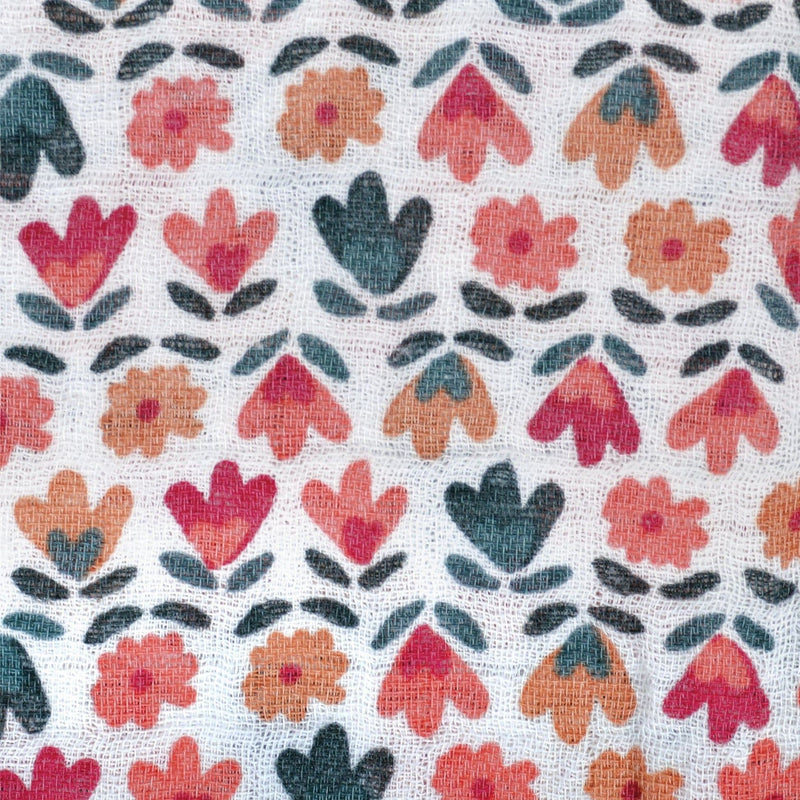Perlimpinpin Cotton Muslin Baby Swaddle Blanket, Floral P5