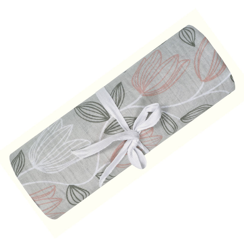 Perlimpinpin Cotton Muslin Baby Swaddle Blanket, Tulips L9