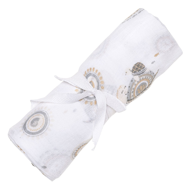 Perlimpinpin Cotton Muslin Baby Swaddle Blanket, Turtles E3