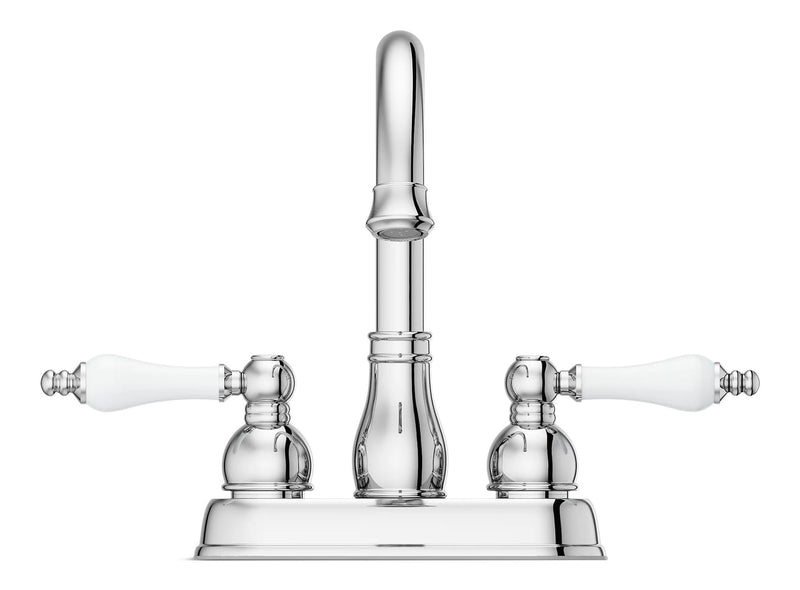 Pfister Henlow Double Handle High Arc 4-in Centreset Bathroom Sink Faucet, Push & Seal Drain, Polished Chrome H9
