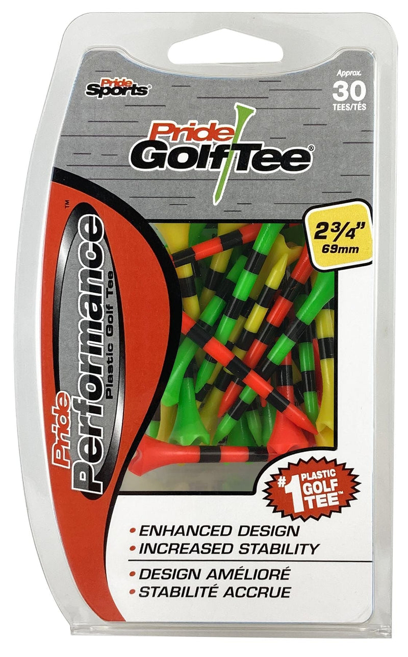 Pride Performance Plastic Golf Tee, 2-3/4-in, 30-pk, Fruit Mix/Stripes Assorted Colours C2