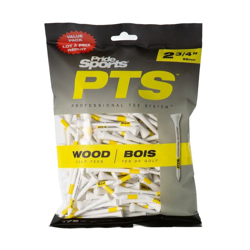 Pride Professional Tee System ProLength Wood Golf Tee, 2-3/4-in Yellow on White, 175-pk Z0
