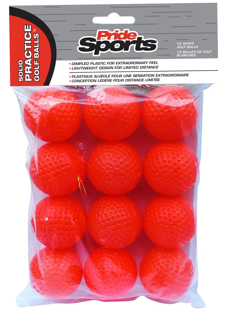 PrideSports Dimpled Plastic Practice Golf Balls, Lightweight, 12-pk, Assorted Colours K0