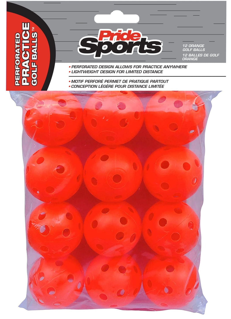 PrideSports Perforated Plastic Practice Golf Balls, Lightweight, 12-pk, Assorted Colours C9