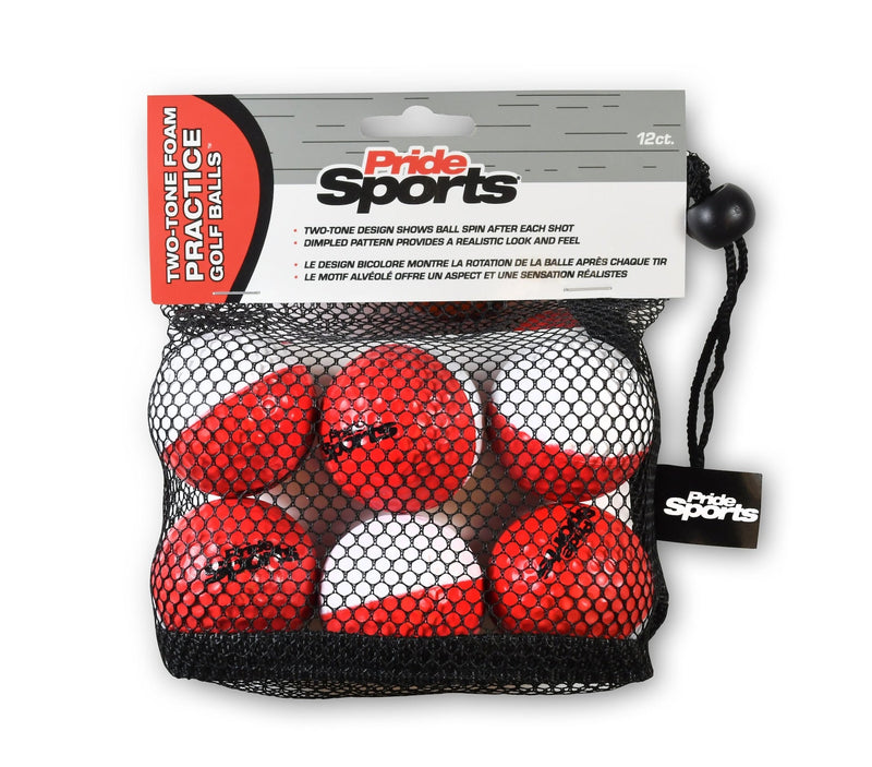 PrideSports Two Tone Practice Golf Balls, Red/White, 12-pk K6