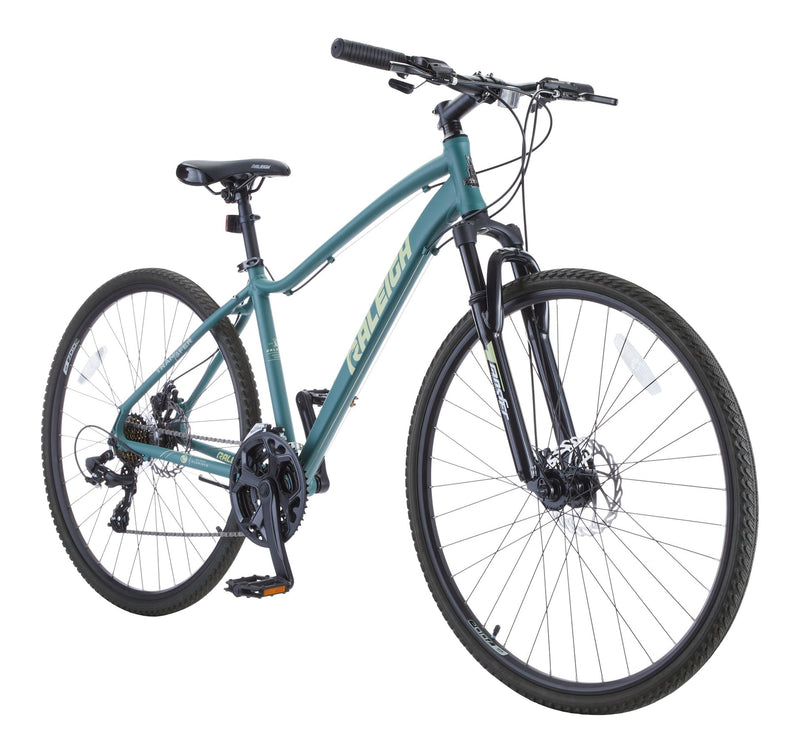 Raleigh Encounter Hybrid Bike with Alloy Disc Brakes, 700C, Teal X8