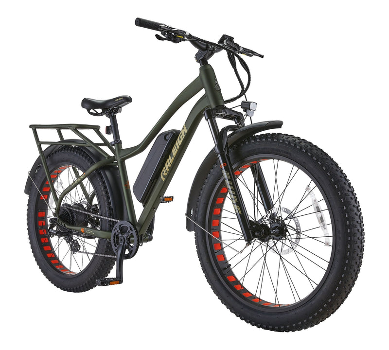 Raleigh Quanta All-Terrain Lightweight Electric Bicycle with Front & Rear Lights, 26-in Wheel, Green D9