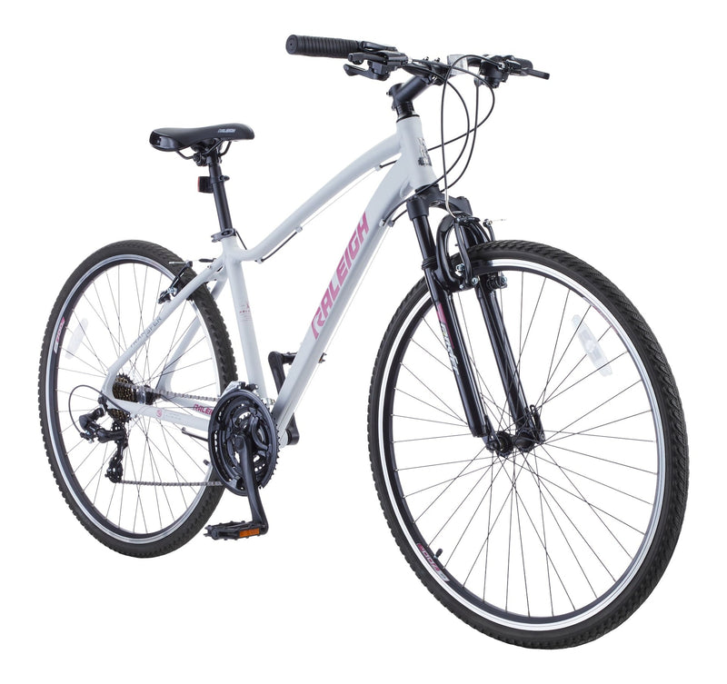 Raleigh Route Hybrid Bike with Alloy V-brakes, 700C, 21-Speed, White C1