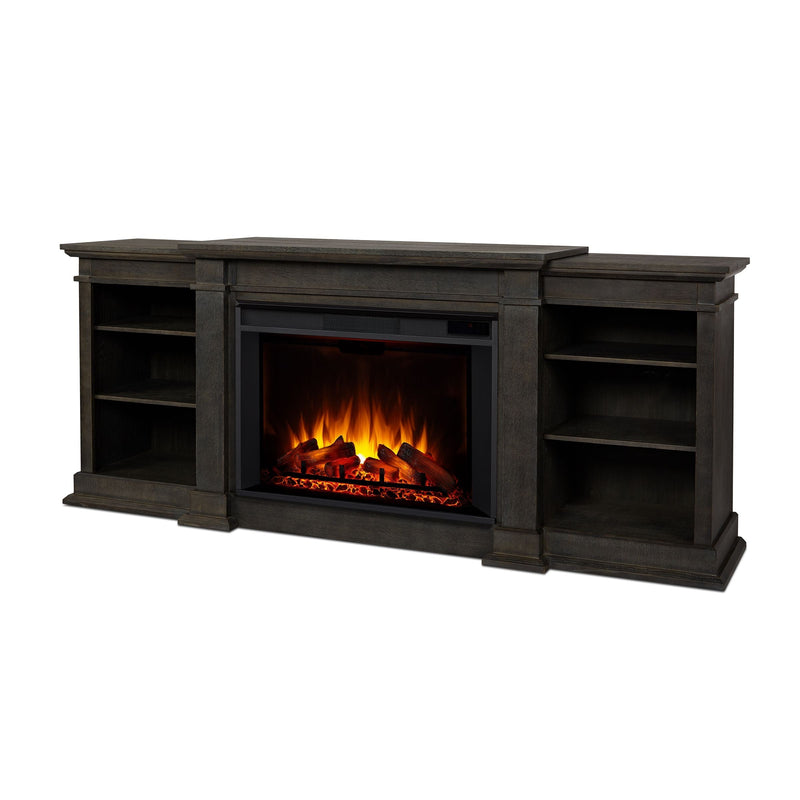 Real Flame Eliot Grand Entertainment VividFlame Electric Fireplace TV Stand, 1500W, Includes Remote Control & Firebox, Antique Grey E5