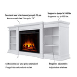 Real Flame Eliot Grand Entertainment VividFlame Media Indoor Electric Fireplace TV Stand, 1500W, Includes Remote Control & Firebox, White