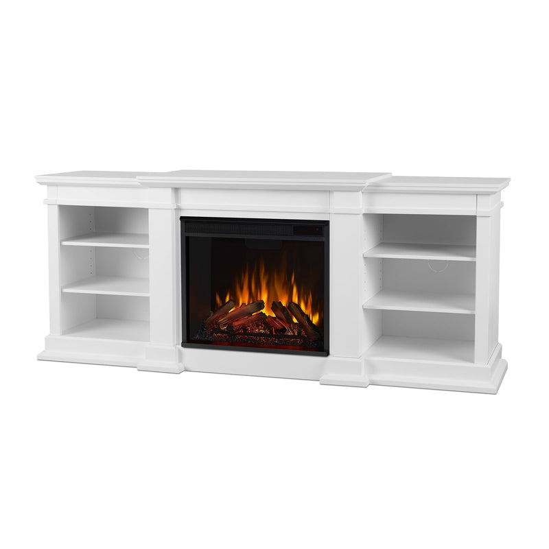 Real Flame Fresno Electric Media Indoor Electric Fireplace TV Stand, 72-in, 1500W, White F2