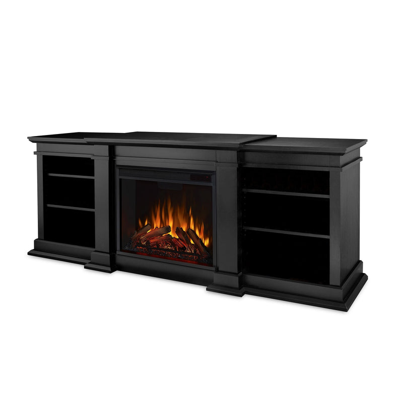 Real Flame Fresno Media Indoor Electric Fireplace TV Stand, 72-in, 1500W, Black O4