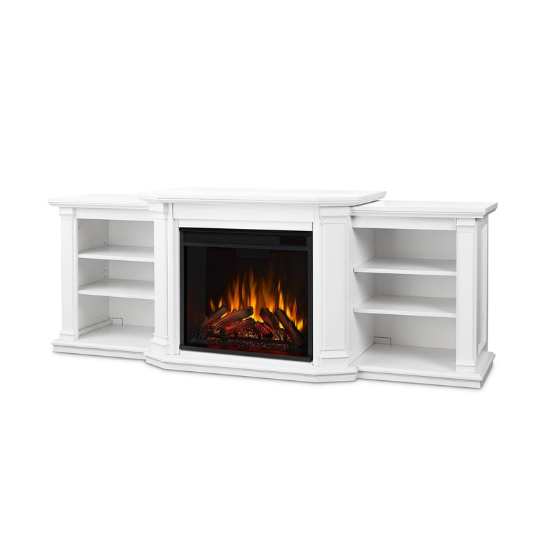 Real Flame Valmont Media Indoor Electric Fireplace TV Stand, 74-in, 1500W, Includes Remote Control & Firebox, White K3