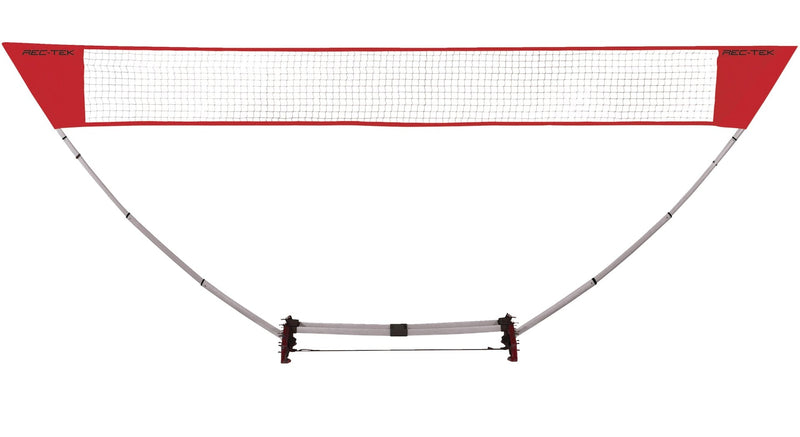 Rec-Tek Outdoor Portable Easy Set-up Badminton Net, Red, 15-ft, 7-pk, All Ages, for Lawn Game Activities C8