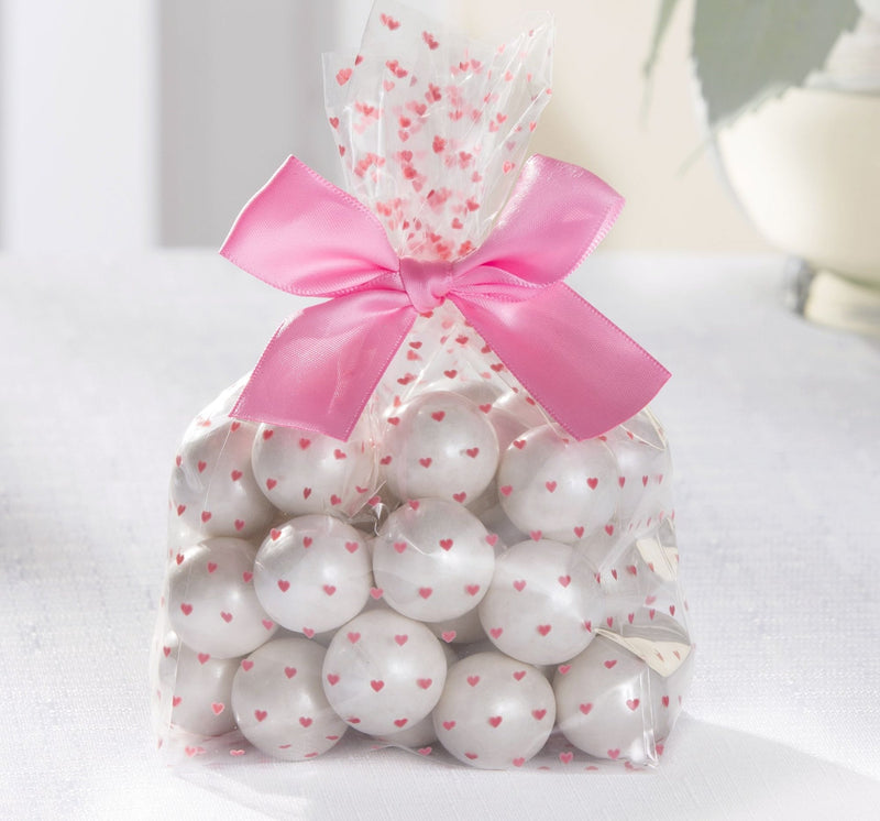 Rectangle Cello Treat Party Bags, Pink/Clear, Hearts, 10-in, 12-pk, for Gender Reveal/Baby Shower G1