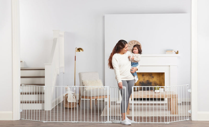 Regalo 2-in-1 Super Wide Adjustable Baby Safety Gate & Play Yard, White V9