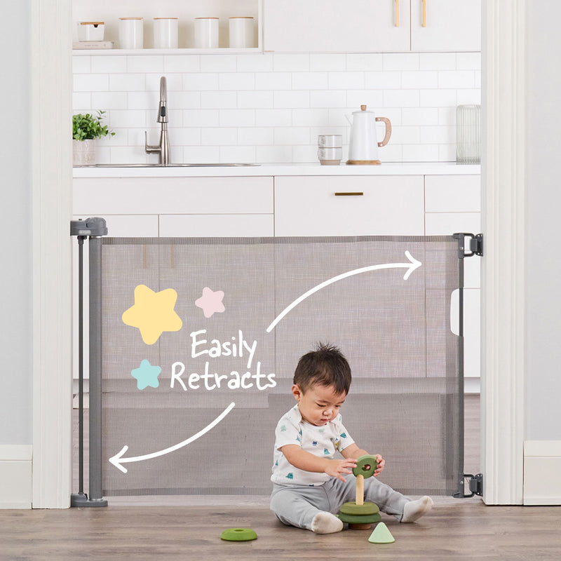 Regalo Retractable Baby Safety Gate, 50-in, Grey K4