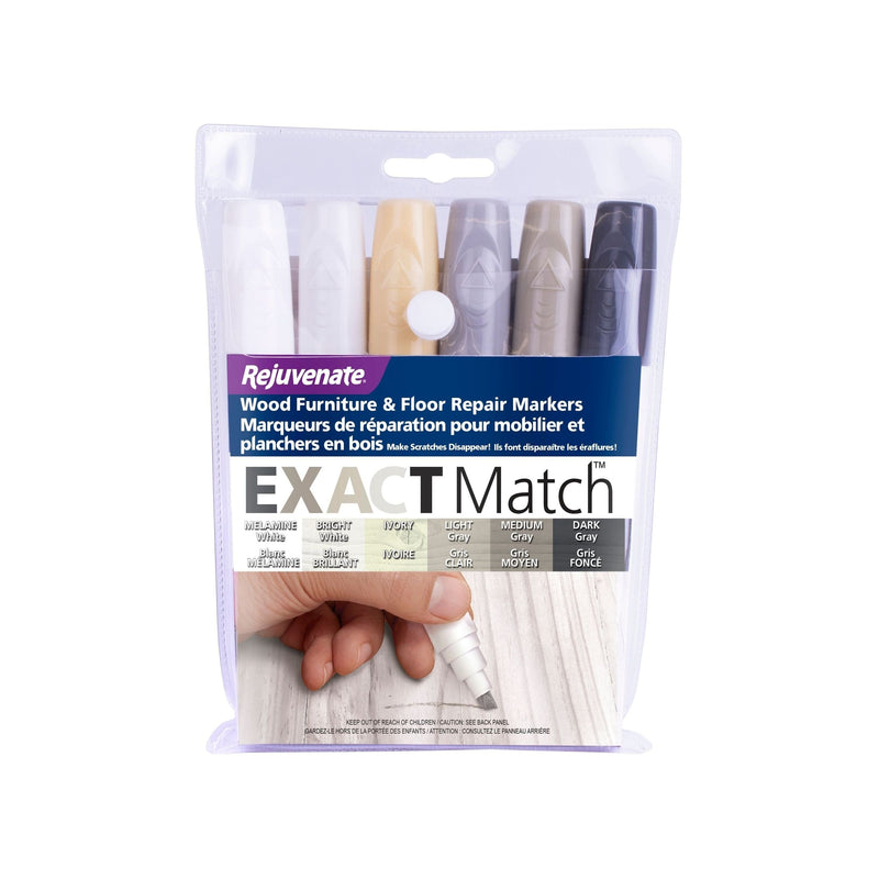 Rejuvenate Exact Match Wood Furniture & Floor Repair Markers, White-Grey, 6 Shades G9