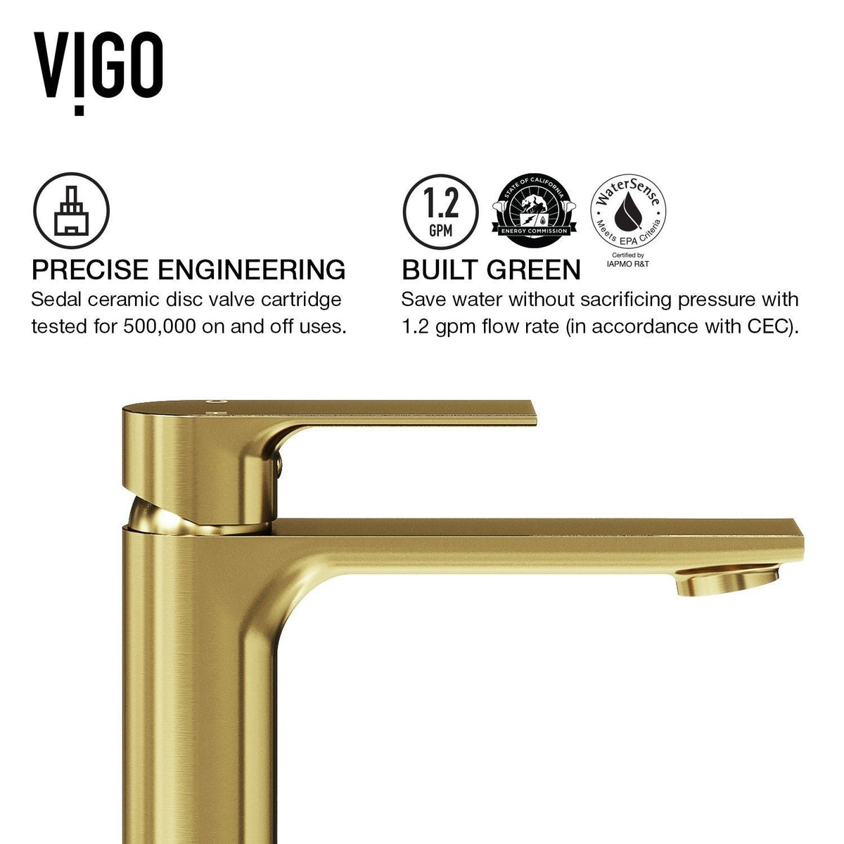 VIGO Norfolk Single Handle Vessel Single Hole Bathroom Sink Faucet, Matte Gold