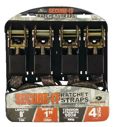 RPS Ratchet Tie-Down Straps, 1-in x 8-ft (2.54 cm x 2.4 m), 4-pk V5