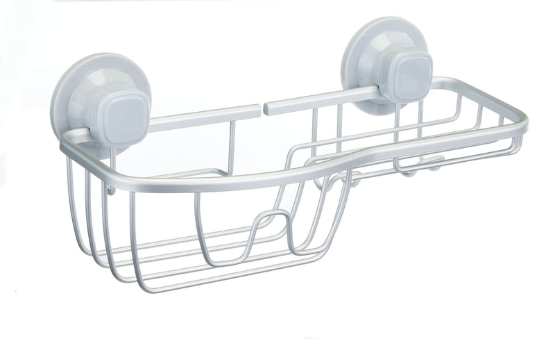 For Living Aluminum Rust-Resistant Suction Basket Shower Caddy with Hook, 3-in x 11-in x 5-in L0