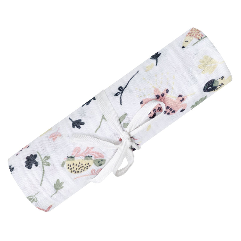 Perlimpinpin Cotton Muslin Baby Swaddle Blanket, Jungle Lotus V9