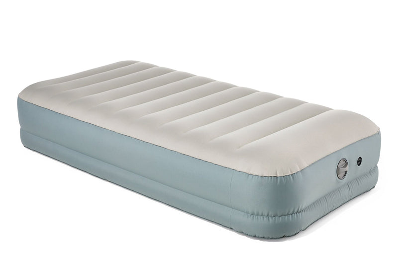 Woods Double High Toughguard Inflatable Air Bed with Rechargeable Pump, Twin, Grey Z4