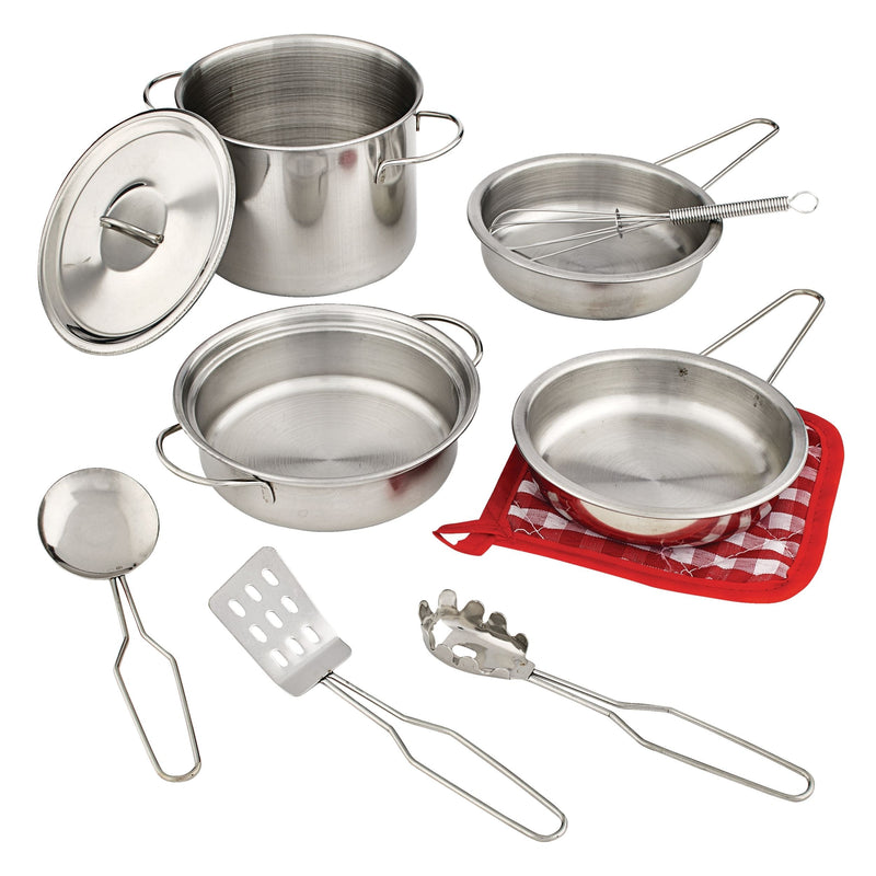 MASTER Chef Toy Kitchen Stainless Steel Cookware Set For Kids, 10 pc, Ages 3+ Z4