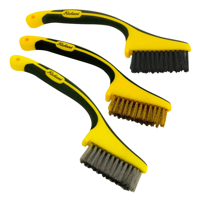 Richard Multi-Surface Mini Metal Wire Bristle Brush Set, Removes Paint/Dirt/Rust, 3-pc K1