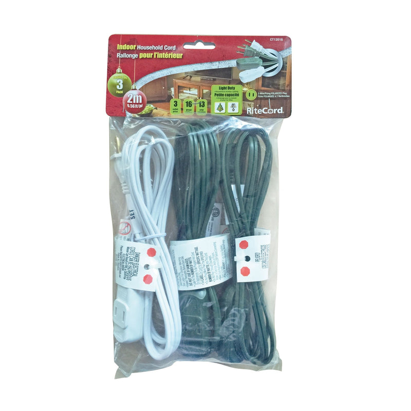 Ritecord 6-ft 7-in 16/2 Indoor Extension Cord, 3-pk B6